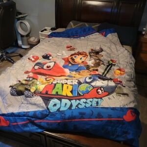 Nintendo Super Mario Odyssey Comforter in Blue, Red, Gray